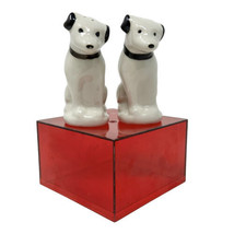 Nipper Salt &amp; Pepper Shaker Dogs RCA Victor Porcelain White Black VTG 50s - £20.92 GBP