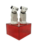 Nipper Salt &amp; Pepper Shaker Dogs RCA Victor Porcelain White Black VTG 50s - £20.87 GBP