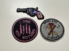 Lot Of 3 Iron On Patches Sweet &amp; Strong I Owe You Nothing - $8.66
