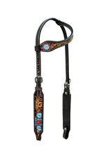 Horse Horse Western Floral Tooled One Ear Bridle &amp; Breast Collar Tack Set - $89.09