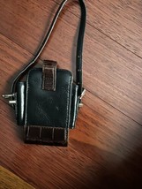 Vintage Brighton Black Brown Leather Cell Phone Card Holder Case - £15.48 GBP