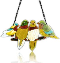 Stained Glass Cardinal Suncatche - Birds Sun Catcher Window Hangings Handmade - £11.65 GBP