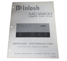McIntosh MC 2200 Power Amplifier Original Service Manual - $14.80