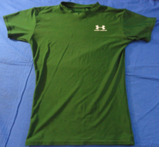 GREEN UNDER ARMOUR SLIMMING T SHIRT WOMENS ATHLETIC GYM WORKOUT MEDIUM - $19.43