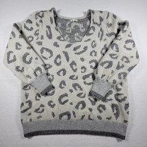 Maurices Womens White Gray Leopard Print Knit Sweater boat neck Size 2 - £14.12 GBP