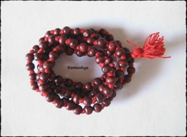 RED SANDALWOOD MALA NECKLACE ROSARY 6MM BEADS 18&quot; INCH LONG ENERGIZED - $9.54