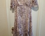 Sundance Dress Women XSmall Lilac Springs Floral Chiffon Vneck Midi Shor... - $48.51