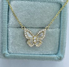1.50Ct Baguette Cut Lab-Created Diamond Butterfly Pendant 14k Yellow Gold Plated - £104.62 GBP