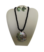 Abalone Black Bead Necklace With Pendant Multi Strand Twisted Seed And E... - £23.59 GBP