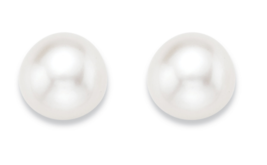 GENUINE WHITE CULTURED FRESHWATER PEARL STUD EARRING 14K YELLOW GOLD - $299.99