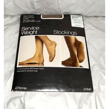 J C Penny Thigh High Stockings Open Package 2 Pair Sze10 Average Seamless Suntan - £12.41 GBP