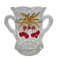 Mosser Glass Northwood Cherry &amp; Cable Thumbprint Celery or Spooner Vase ... - $39.23