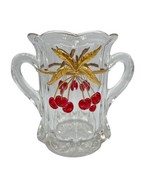 Mosser Glass Northwood Cherry &amp; Cable Thumbprint Celery or Spooner Vase ... - $39.23