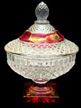 Vintage WESTMORELAND 6&quot; Candy Bowl With Lid WATERFORD RUBY Compote Jar N... - $25.40 CAD