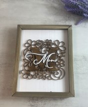 Mom White- Washed Wood Sign 7.95&quot; x 10&quot; - £22.91 GBP