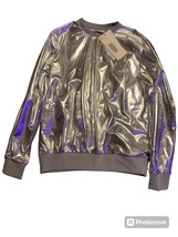 Jogal Women&#39;s  Metallic Silver Pullover Sweatshirt Size Medium - $24.74