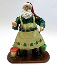 Vintage Painter Santa Clause  Fabric Mache Figurine 10.5&quot; Christmas Decoration - £10.14 GBP