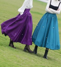 BLUE Long Satin Maxi Skirt Vintage High Waist Waistband Long Satin Skirt Outfit  image 4