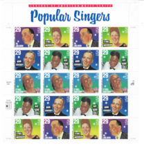 1994 29 cent Popular Singers Full Sheet of 20, Scott #2849-2853, Mint NH - £15.33 GBP