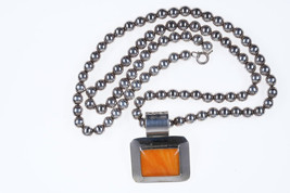 30&quot; Vintage Sterling beaded necklace with spiny oyster pendant - £160.90 GBP