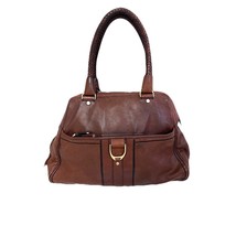 COLE HAAN BROWN LEATHER SATCHEL PURSE Braided Handles XLarge Distressed - $138.60