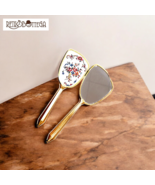 Vintage Gold Metal Vanity Set Hand Mirror and Hairbrush - $1,112.49 MXN
