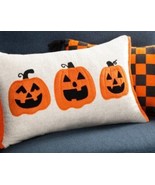Hyde &amp; EEK! Boutique Three Pumpkin Lumbar Halloween Throw Pillow 18&quot;X12&quot; - $24.49 CAD