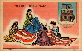 Antique Patriotic POSTCARD-&quot;THE Birth Of Our Flag&quot; Betsy Ross House, Pa BK33 - £3.95 GBP