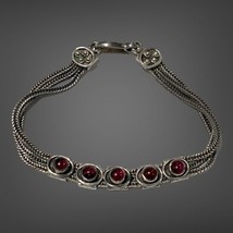 art deco sterling silver ruby bracelet 17.2 Grams 7” - £98.08 GBP