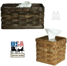 TISSUE BOX HOLDER - Amish Handmade Woven Reed Square Rectangle Basket Co... - €44,49 EUR+