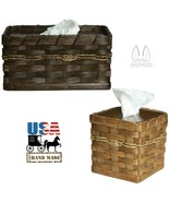 TISSUE BOX HOLDER - Amish Handmade Woven Reed Square Rectangle Basket Co... - £41.54 GBP+