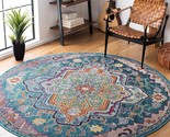 SAFAVIEH Crystal Collection Area Rug - 7&#39; Round, Teal &amp; Rose, Medallion ... - £130.55 GBP