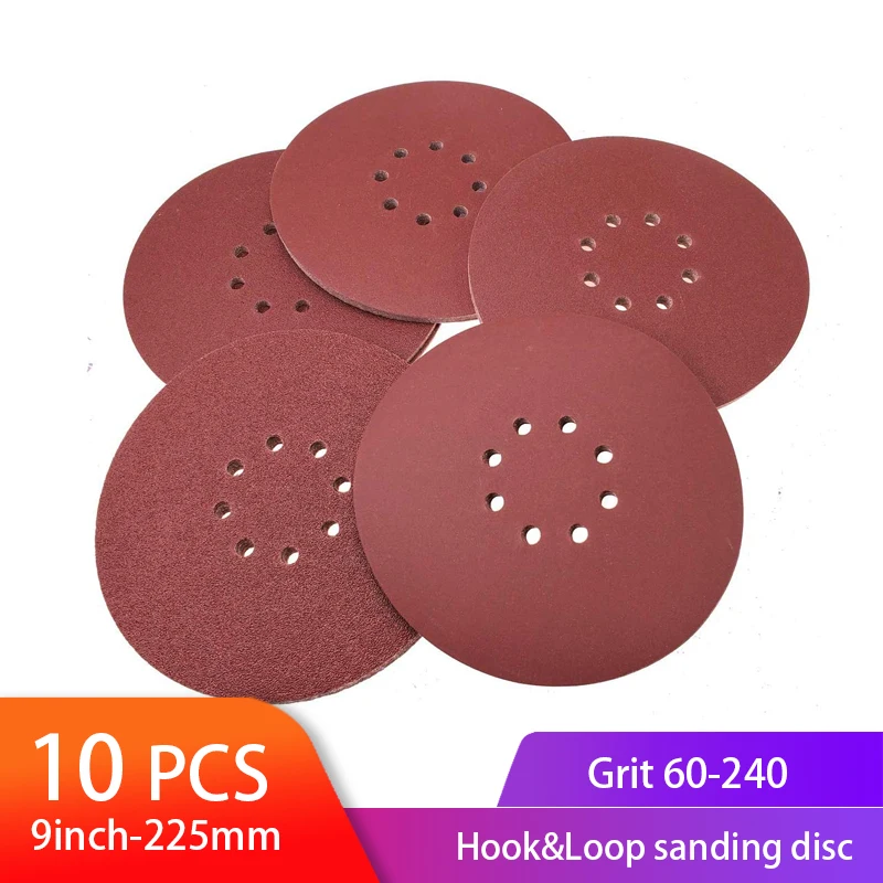 10pcs Sanding Asive Discs 9inch 225mm 8 Hole Hook and Loop Sanding Discs... - $93.26