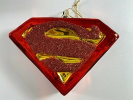 Warner Bros Super Hero SUPERMAN LOGO Kurt Adler Glass Christmas Ornament - £23.35 GBP