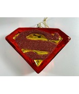 Warner Bros Super Hero SUPERMAN LOGO Kurt Adler Glass Christmas Ornament - $40.60 CAD
