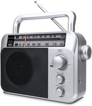 Portable Radios With Best Reception AC or D Battery Powered Analog Radio Sliver - £32.69 GBP