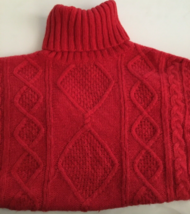 Aerie American Eagle Outfitters Xmas Sweater M Red Cableknit Knit Turtle... - $42.45