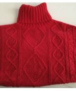 Aerie American Eagle Outfitters Xmas Sweater M Red Cableknit Knit Turtle... - $42.45