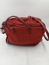 Tumi Business Bag Tote Red Nylon with Leather Trim Travel Zip Bag STAINE... - $33.66