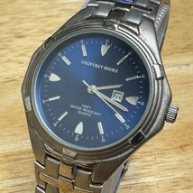 Vintage Geoffrey Beene Quartz Watch Men 30m Silver Blue Japan Movt New Battery - £16.86 GBP