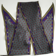 Kenzo Silk Scarf Color Block Gray Geo Tippi Rectangle Chiffon Tie Headscarf - £28.67 GBP