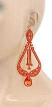 5.5&quot; L Oversized Statement Orange Crystal Clip-On Earring Drag Queen Pag... - £24.48 GBP