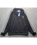 adidas Track Top Mens Large Black Long Sleeve Funnel Neck Quarter Zip Ac... - $45.96