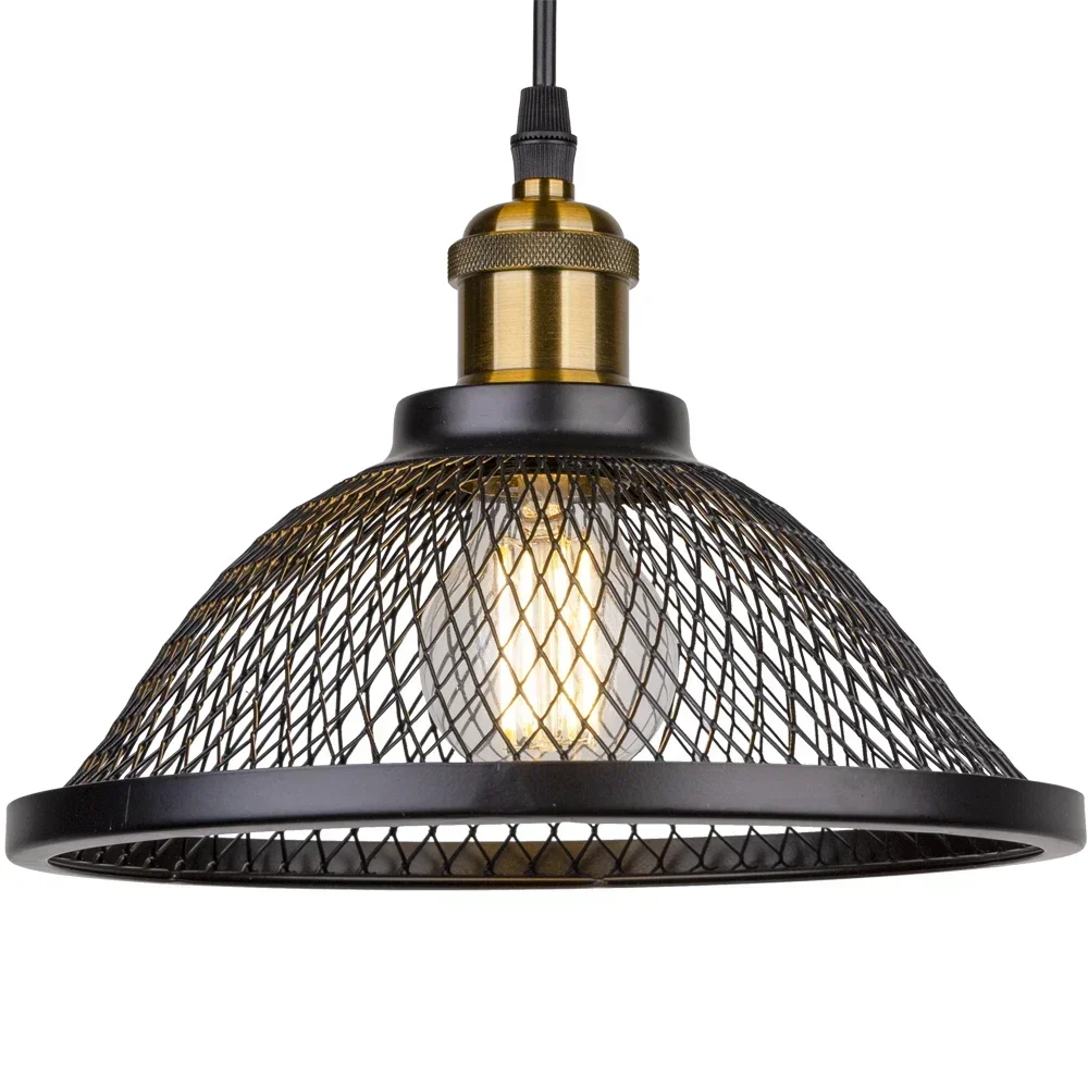 Vintage Black Iron Net-Cage Kitchen Ceiling Light E27 LED Hang Lamp Fixt... - £32.83 GBP+