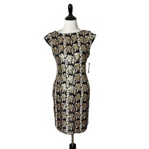 GUESS Sophy Short Dress Full Sequin Black Gold Sheath Cocktail Women Size M - £27.63 GBP
