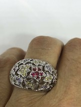 Vintage Original Edelstein Band 925 Sterlingsilber Filigranen Ring - £101.19 GBP