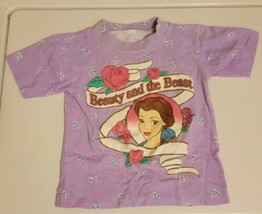 VTG 80s Disney Beauty And The Beast Belle All Over Print Tee Baby Girls 3T READ - £55.53 GBP