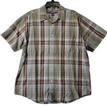 Aeropostale Men Shirt Size L Tan Preppy Plaid Classic Short Sleeve Butto... - £13.40 GBP