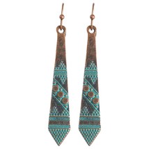 Long  Dangle earrings Metal Green Antique Ethnic folk-custom  color Bronze Boho  - £6.56 GBP