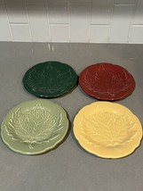 Longaberger Pottery Falling Leaves 7&quot; Plates Set of 4 NEW - $28.93